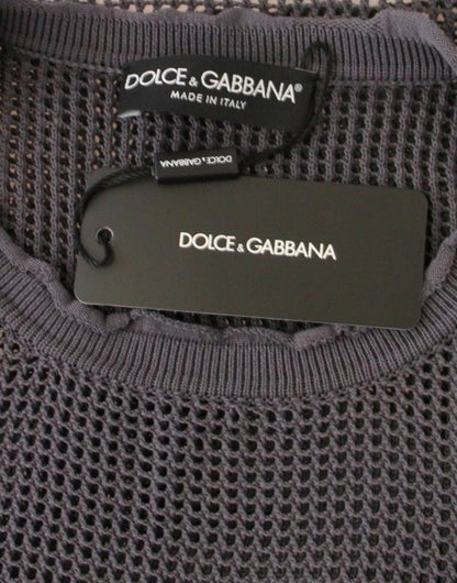 Dolce & Gabbana Elegant Crew - Neck Netted Sweater in Light Purple - Sandy Store ByNet