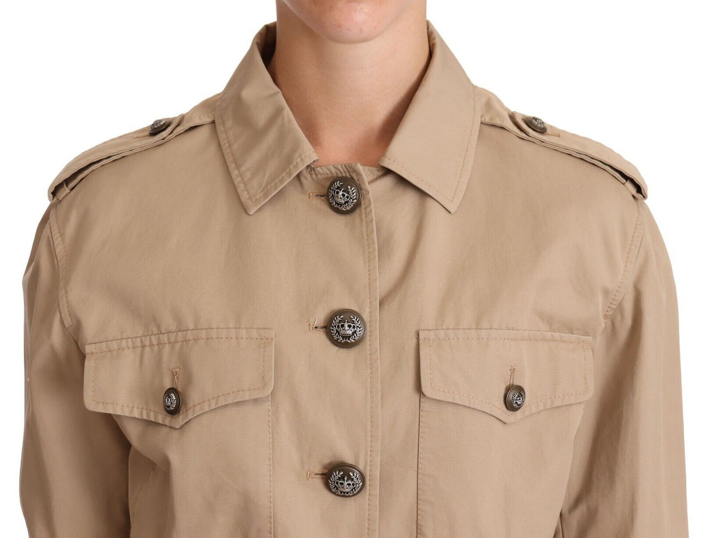 Dolce & Gabbana Elegant Cropped Cotton Jacket in Beige - Sandy Store ByNet
