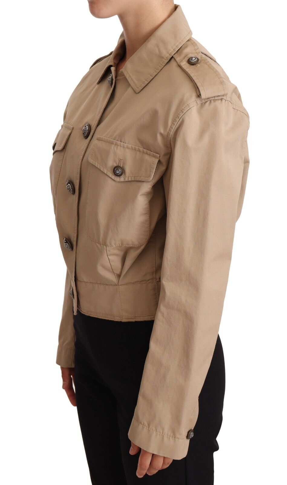 Dolce & Gabbana Elegant Cropped Cotton Jacket in Beige - Sandy Store ByNet