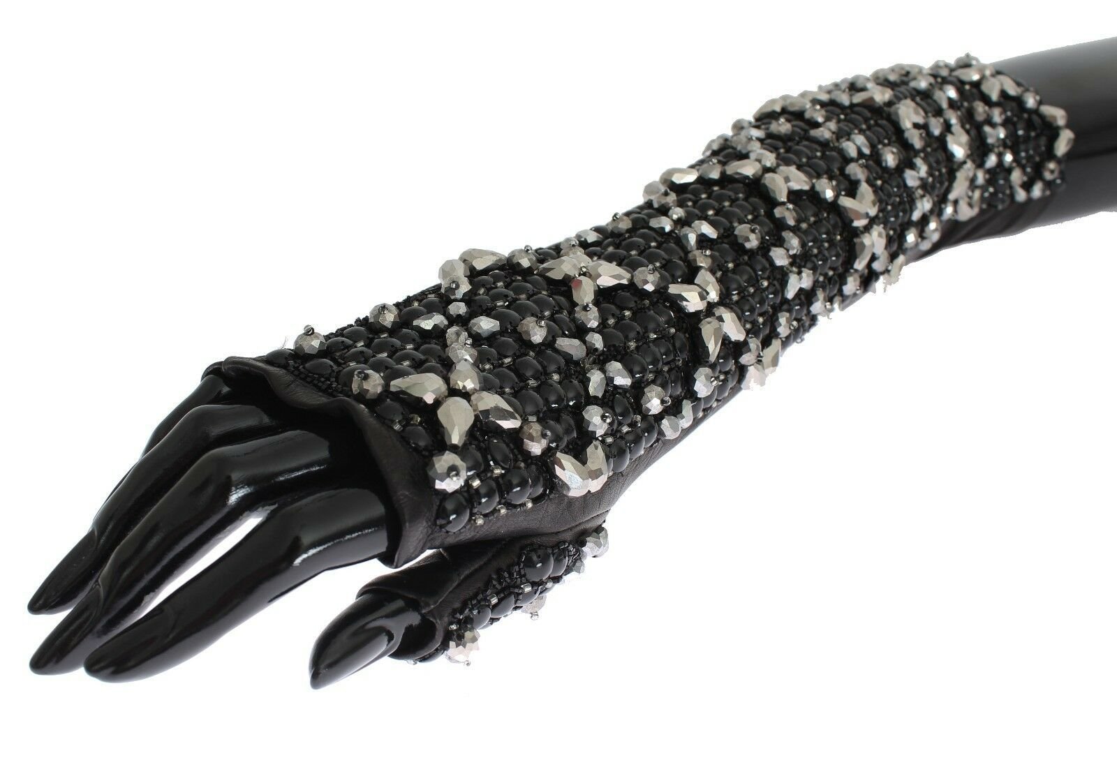 Dolce & Gabbana Elegant Crystal Beaded Leather Gloves - Sandy Store ByNet