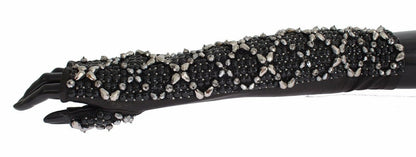 Dolce & Gabbana Elegant Crystal Beaded Leather Gloves - Sandy Store ByNet