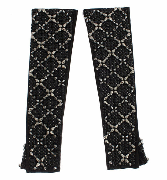 Dolce & Gabbana Elegant Crystal Beaded Leather Gloves - Sandy Store ByNet
