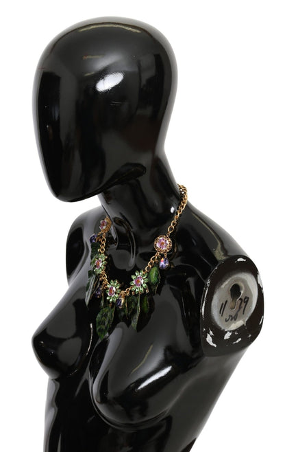 Dolce & Gabbana Elegant Crystal Charms Leaves Pendant Necklace - Sandy Store ByNet