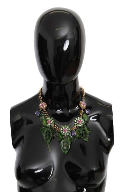 Dolce & Gabbana Elegant Crystal Charms Leaves Pendant Necklace - Sandy Store ByNet