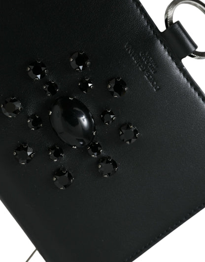 Dolce & Gabbana Elegant Crystal - Embellished Leather Card Holder - Sandy Store ByNet