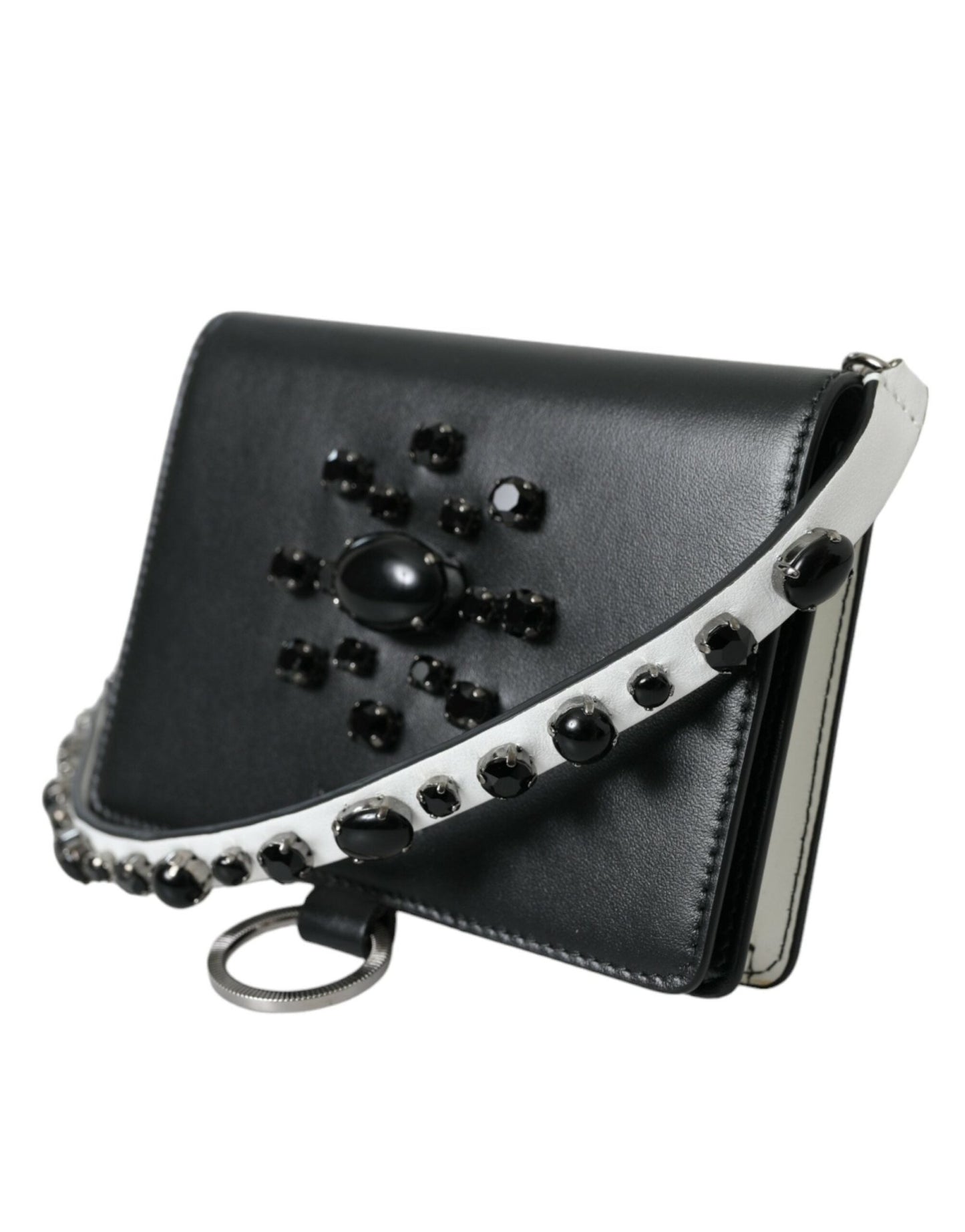 Dolce & Gabbana Elegant Crystal - Embellished Leather Card Holder - Sandy Store ByNet
