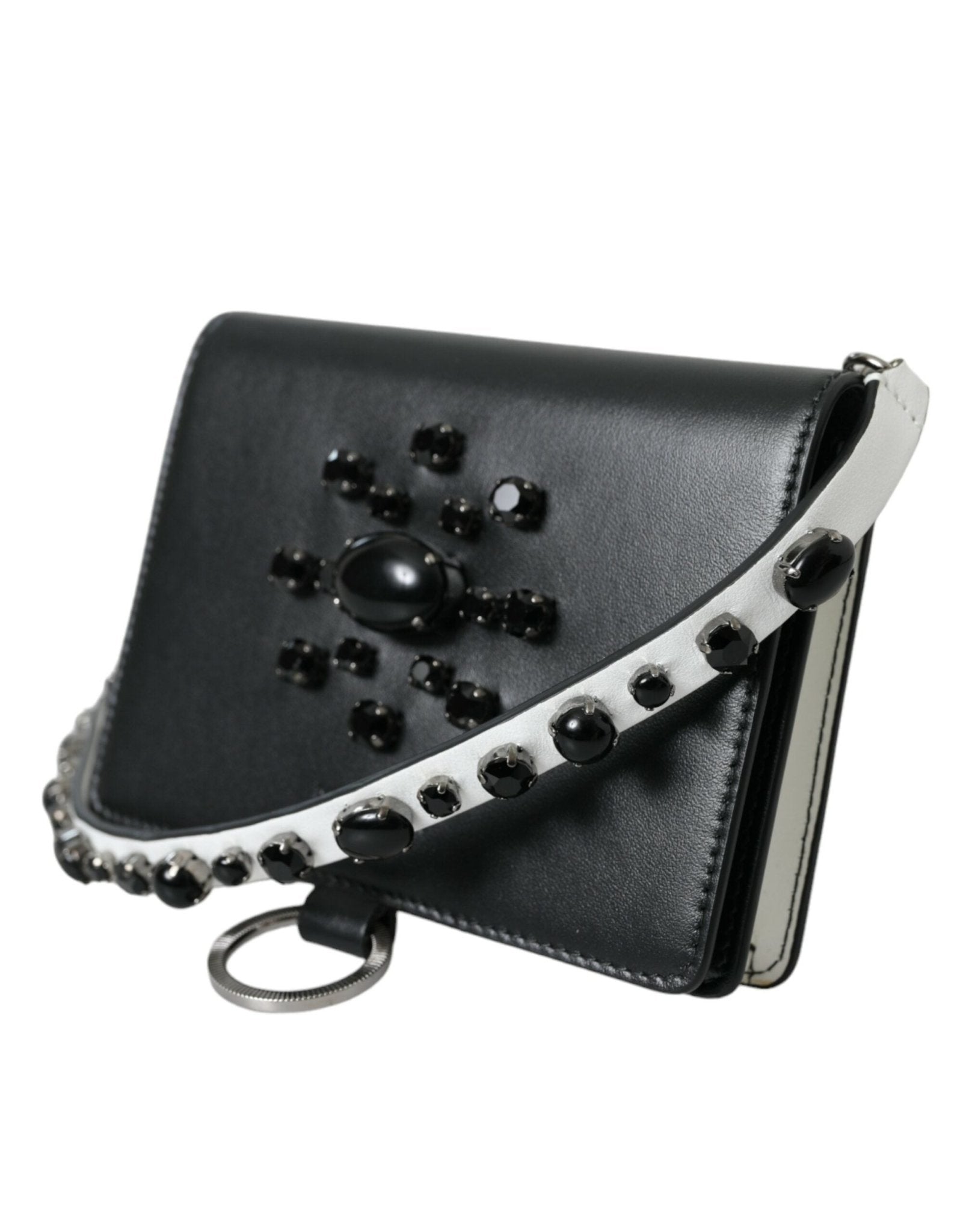 Dolce & Gabbana Elegant Crystal - Embellished Leather Card Holder - Sandy Store ByNet