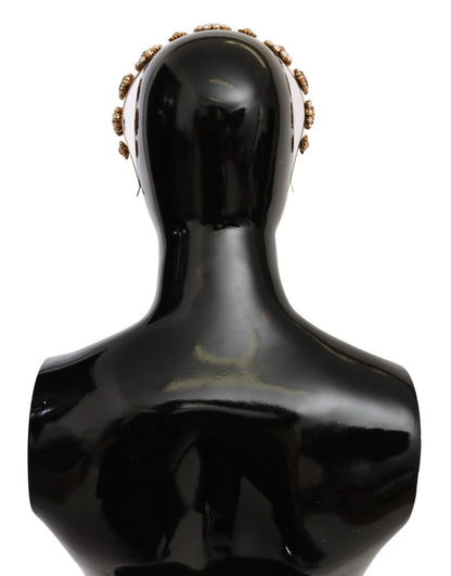 Dolce & Gabbana Elegant Crystal Pearl Diadem Headpiece - Sandy Store ByNet