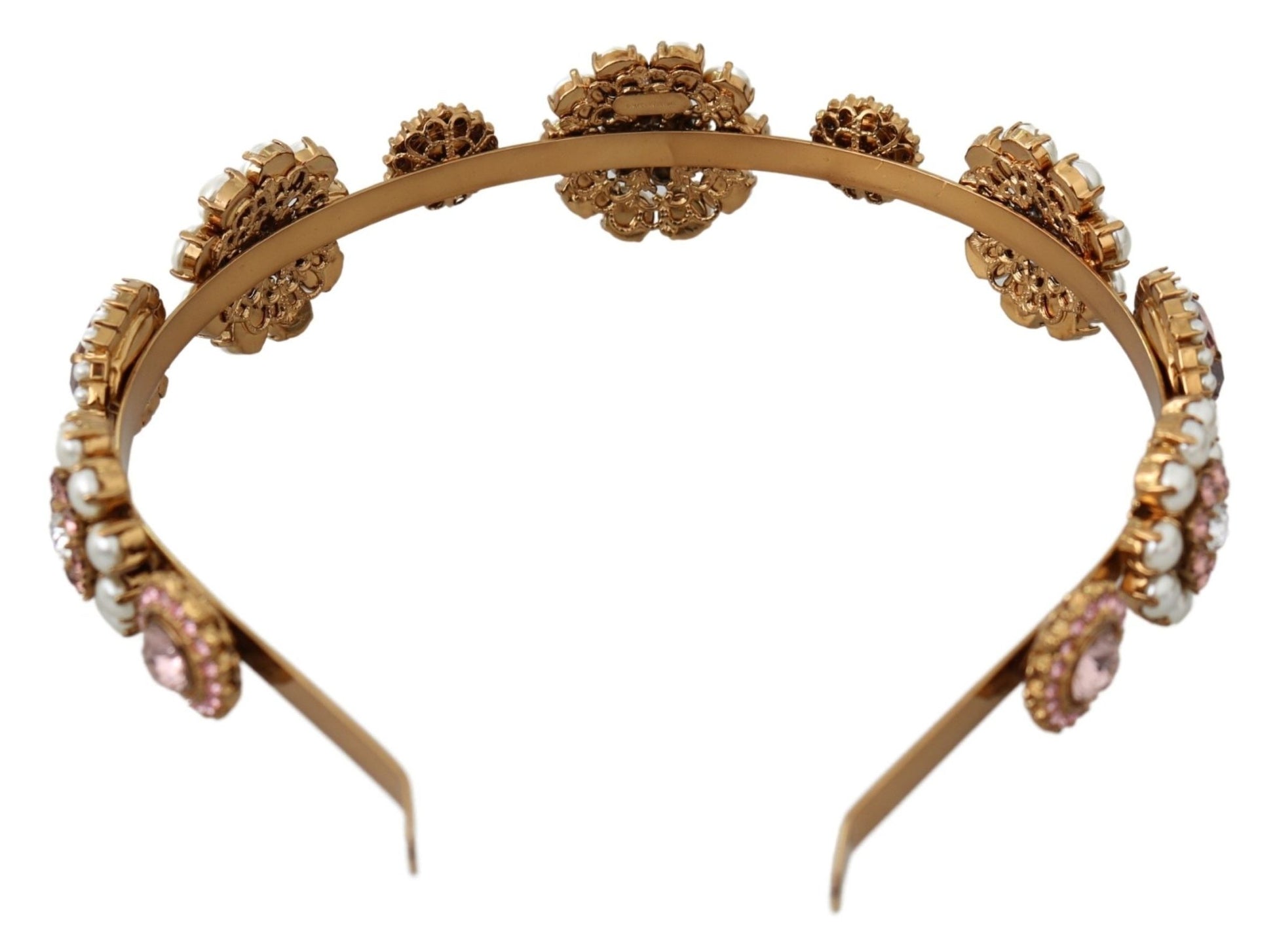 Dolce & Gabbana Elegant Crystal Pearl Diadem Headpiece - Sandy Store ByNet