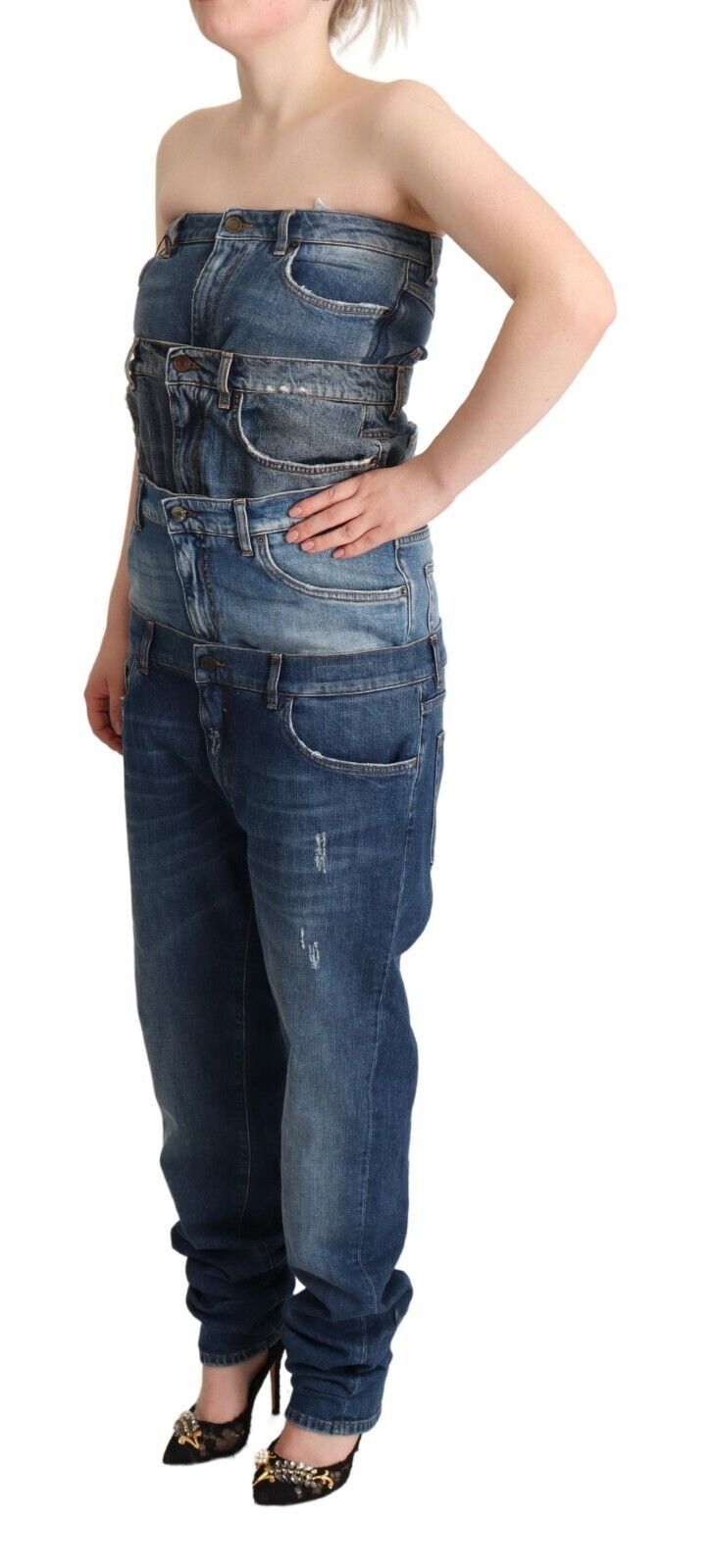 Dolce & Gabbana Elegant Dark Blue Denim Jumpsuit Dress - Sandy Store ByNet