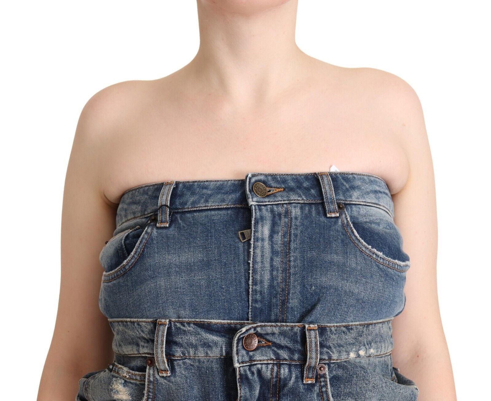 Dolce & Gabbana Elegant Dark Blue Denim Jumpsuit Dress - Sandy Store ByNet