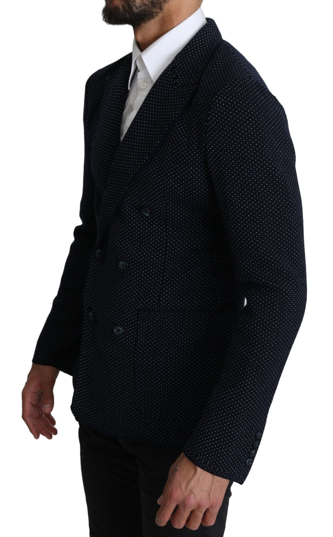Dolce & Gabbana Elegant Dark Blue Dotted Slim - Fit Blazer - Sandy Store ByNet