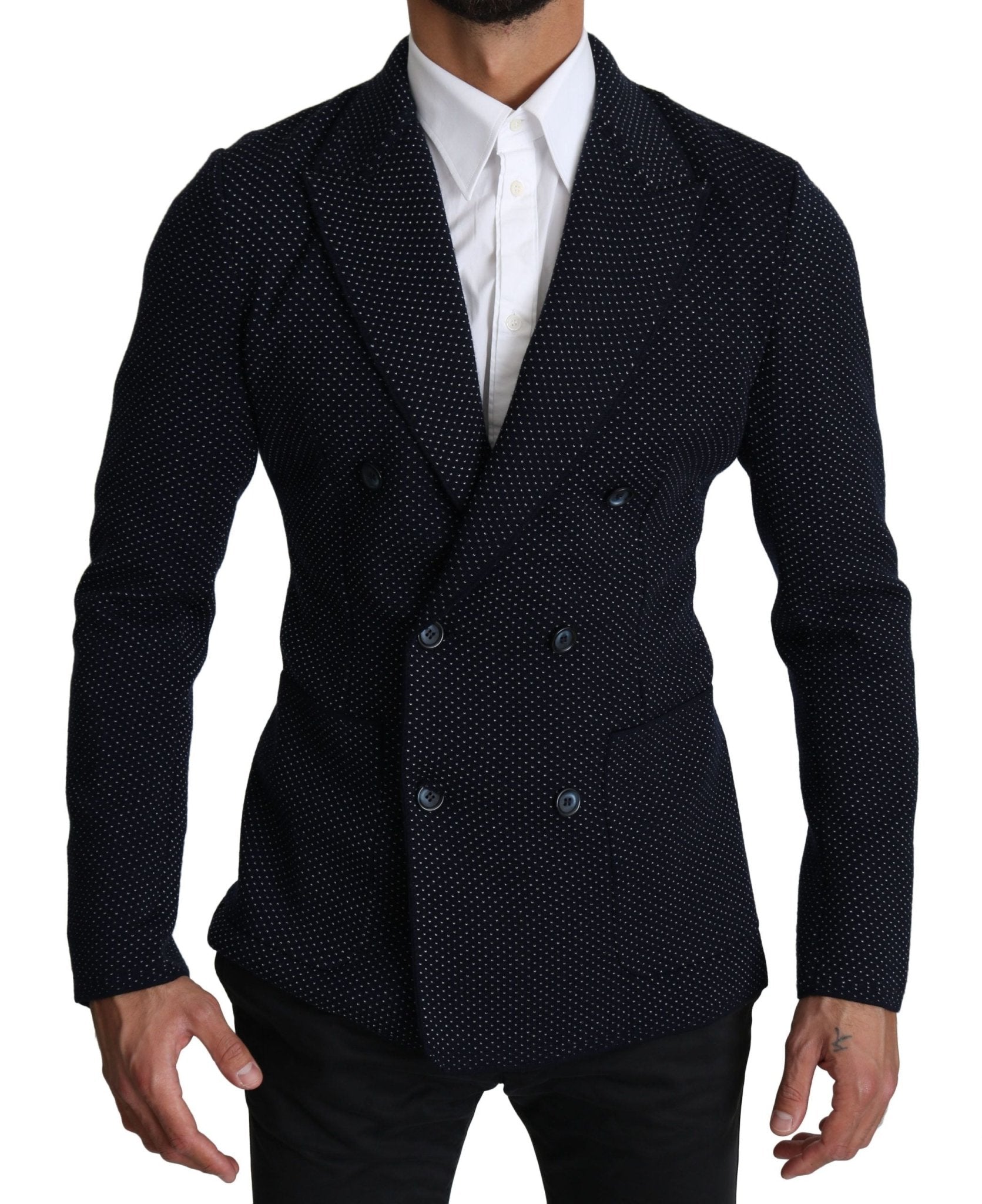 Dolce & Gabbana Elegant Dark Blue Dotted Slim - Fit Blazer - Sandy Store ByNet