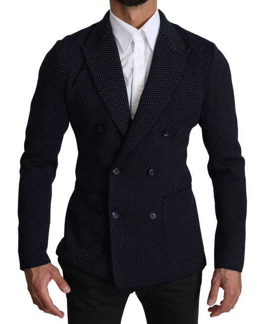 Dolce & Gabbana Elegant Dark Blue Dotted Slim - Fit Blazer - Sandy Store ByNet