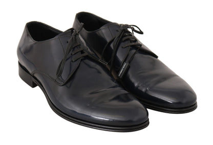 Dolce & Gabbana Elegant Dark Blue Leather Derby Dress Shoes - Sandy Store ByNet