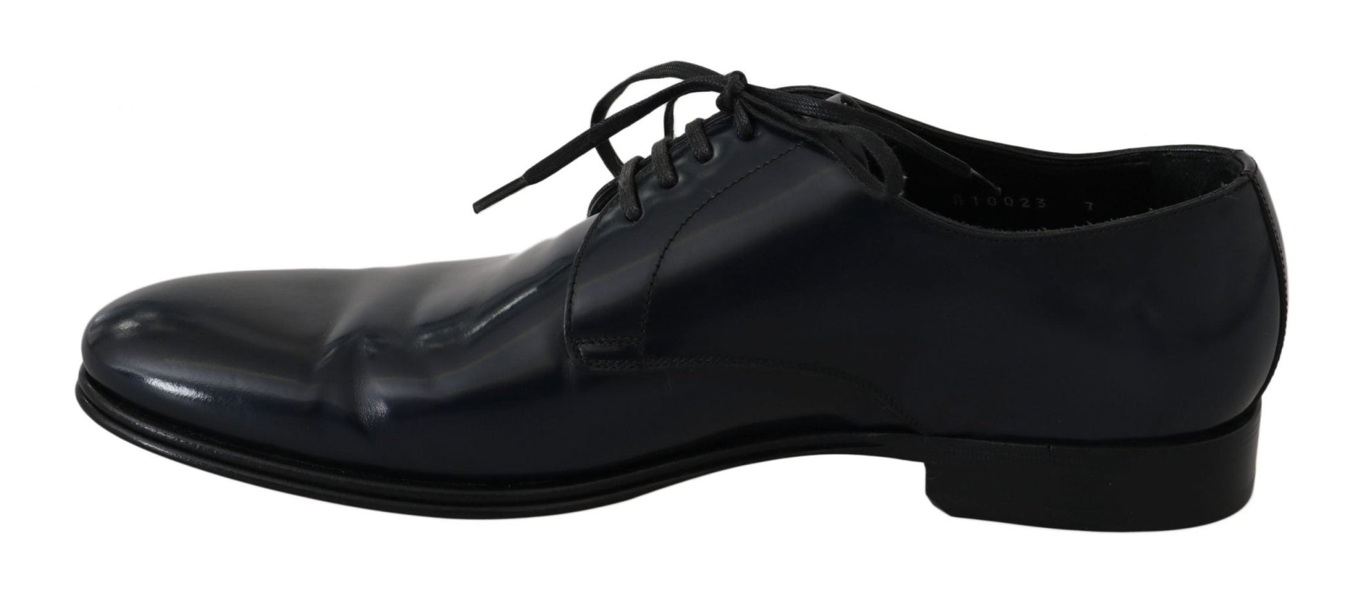 Dolce & Gabbana Elegant Dark Blue Leather Derby Dress Shoes - Sandy Store ByNet