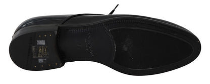Dolce & Gabbana Elegant Dark Blue Leather Derby Shoes - Sandy Store ByNet