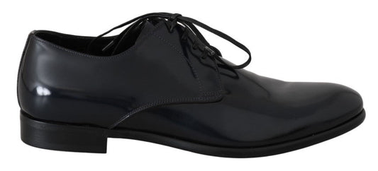 Dolce & Gabbana Elegant Dark Blue Leather Derby Shoes - Sandy Store ByNet