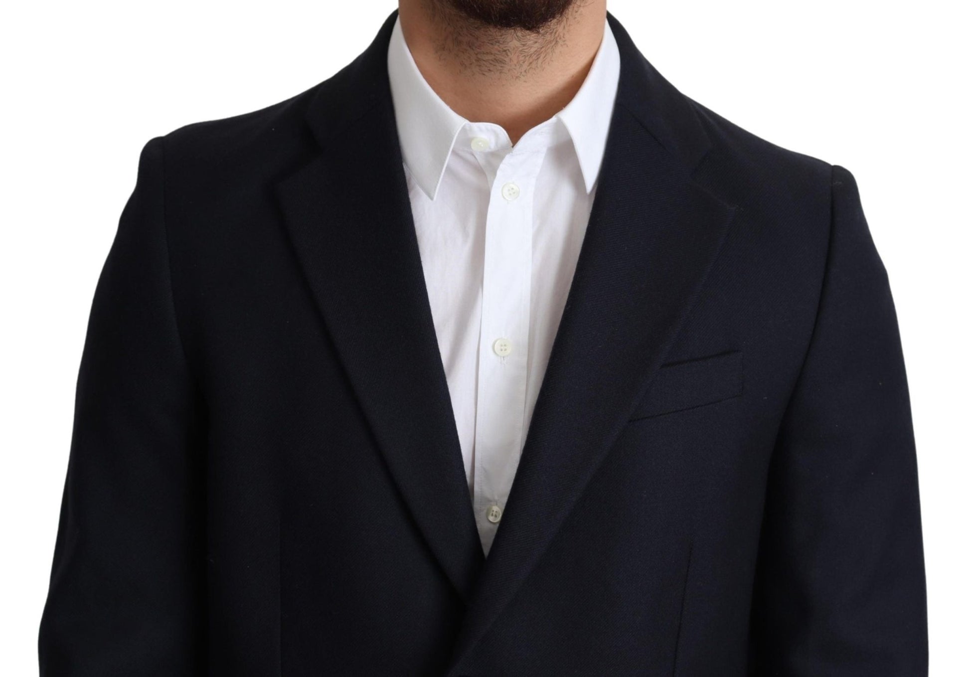 Dolce & Gabbana Elegant Dark Blue Virgin Wool Men's Coat - Sandy Store ByNet
