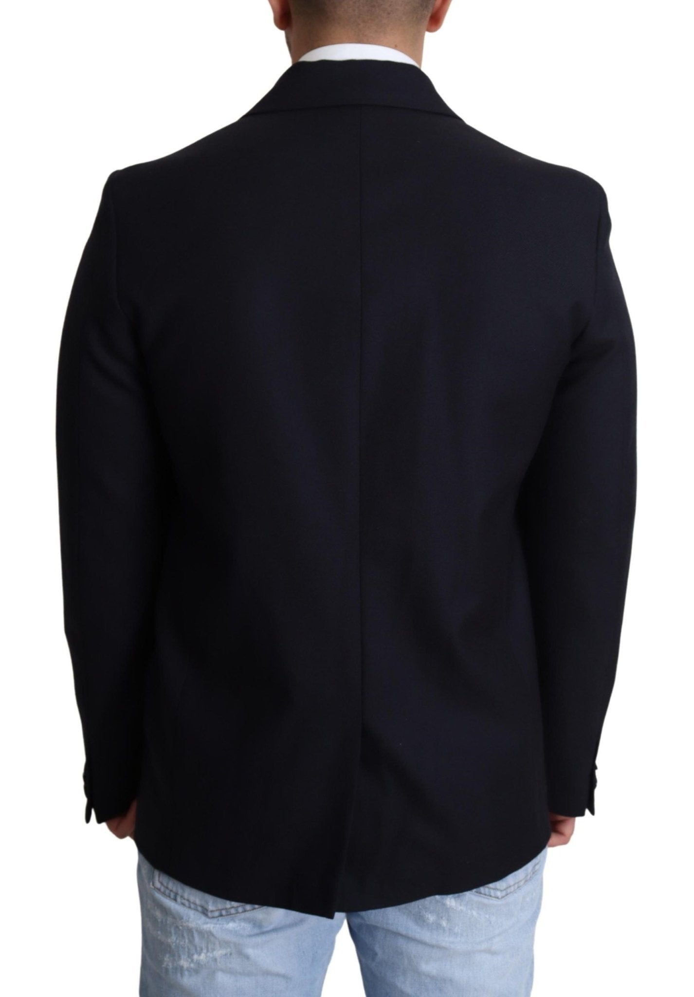 Dolce & Gabbana Elegant Dark Blue Virgin Wool Men's Coat - Sandy Store ByNet