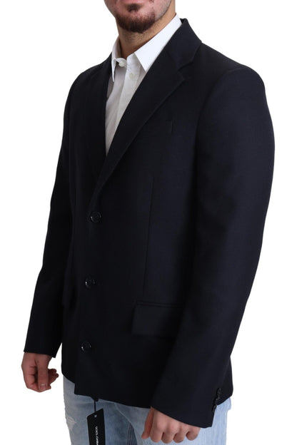Dolce & Gabbana Elegant Dark Blue Virgin Wool Men's Coat - Sandy Store ByNet