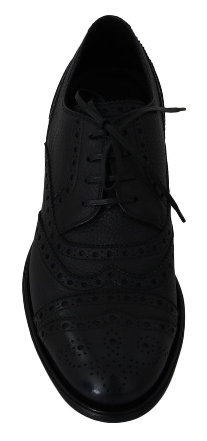 Dolce & Gabbana Elegant Dark Blue Wingtip Derby Dress Shoes - Sandy Store ByNet