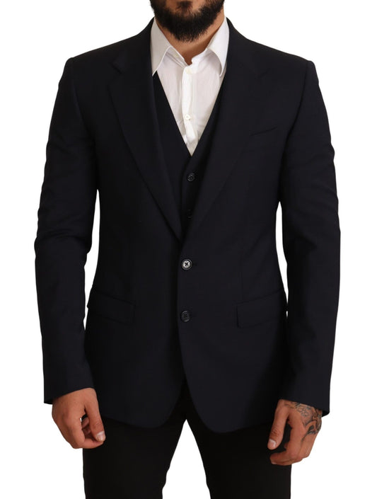 Dolce & Gabbana Elegant Dark Blue Wool Blend Martini Suit - Sandy Store ByNet