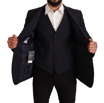 Dolce & Gabbana Elegant Dark Blue Wool Blend Martini Suit - Sandy Store ByNet