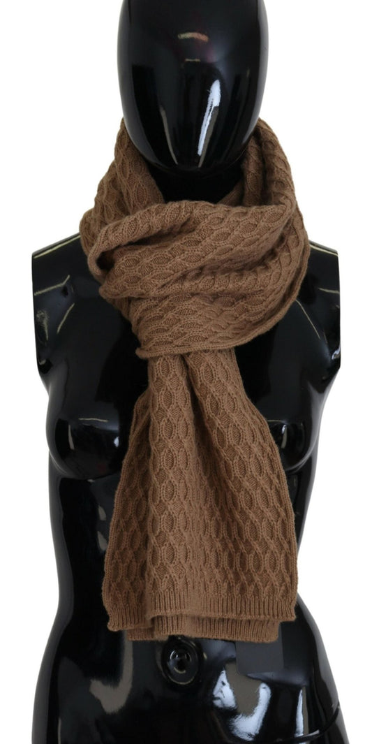 Dolce & Gabbana Elegant Dark Brown Knitted Scarf - Sandy Store ByNet