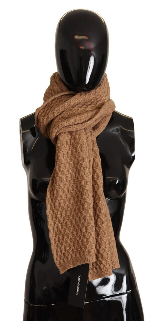 Dolce & Gabbana Elegant Dark Brown Knitted Scarf - Sandy Store ByNet