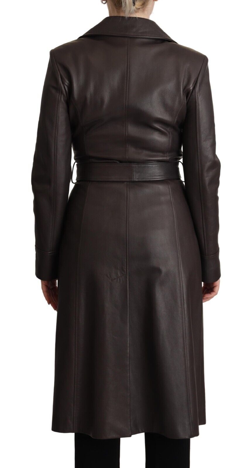 Dolce & Gabbana Elegant Double - Breasted Lambskin Leather Coat - Sandy Store ByNet