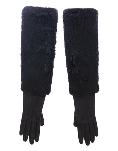 Dolce & Gabbana Elegant Elbow Length Leather Gloves - Sandy Store ByNet