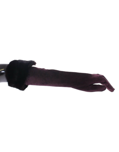 Dolce & Gabbana Elegant Elbow Length Purple Fur Gloves - Sandy Store ByNet