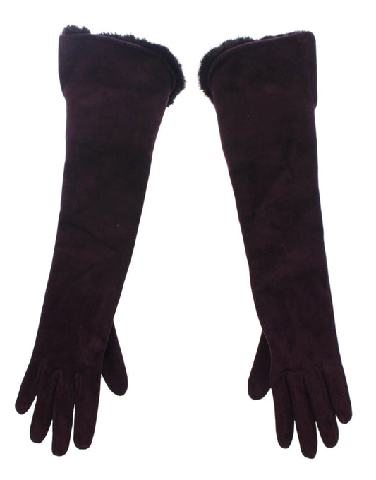 Dolce & Gabbana Elegant Elbow Length Purple Fur Gloves - Sandy Store ByNet