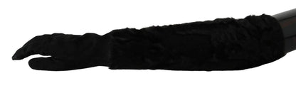 Dolce & Gabbana Elegant Elbow Length Suede Gloves - Sandy Store ByNet