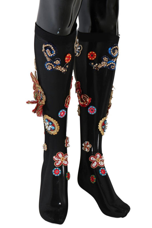 Dolce & Gabbana Elegant Embellished Crystal Stockings - Sandy Store ByNet