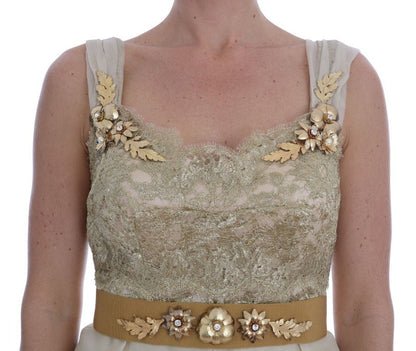 Dolce & Gabbana Elegant Embellished Lace & Organza Silk Dress - Sandy Store ByNet