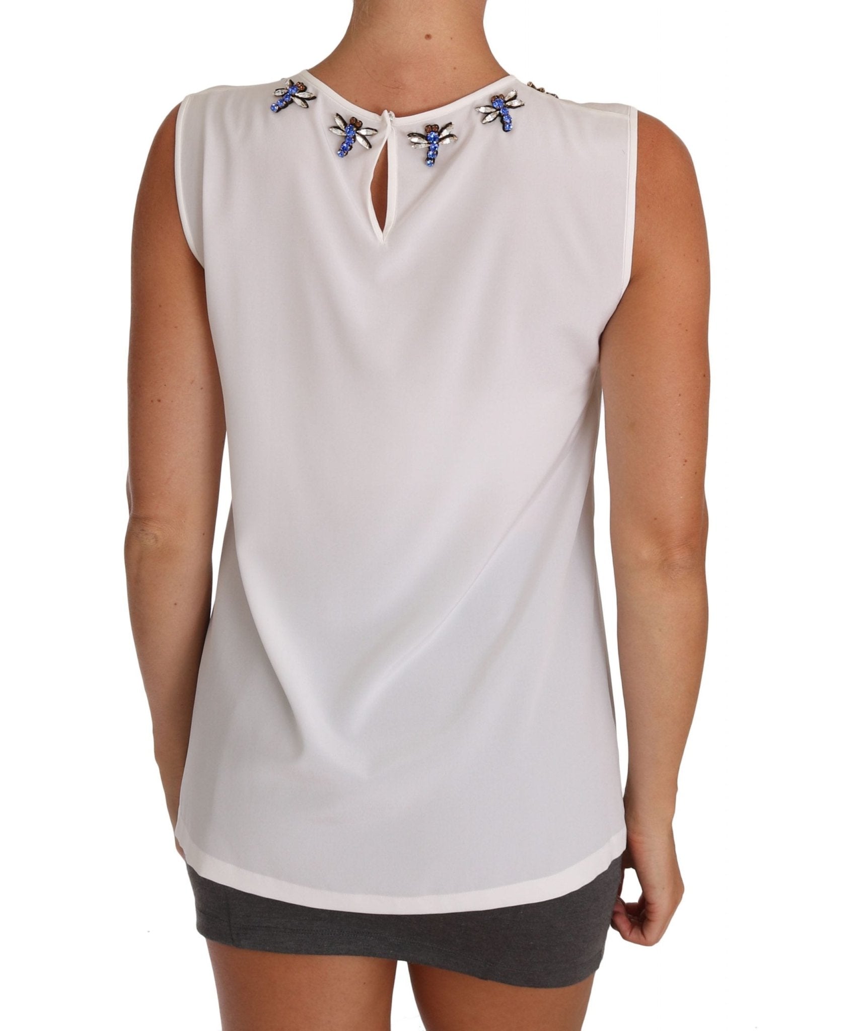 Dolce & Gabbana Elegant Embellished Sleeveless Silk Blouse - Sandy Store ByNet