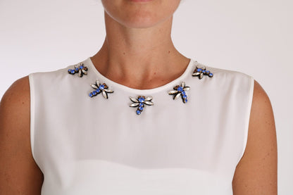 Dolce & Gabbana Elegant Embellished Sleeveless Silk Blouse - Sandy Store ByNet