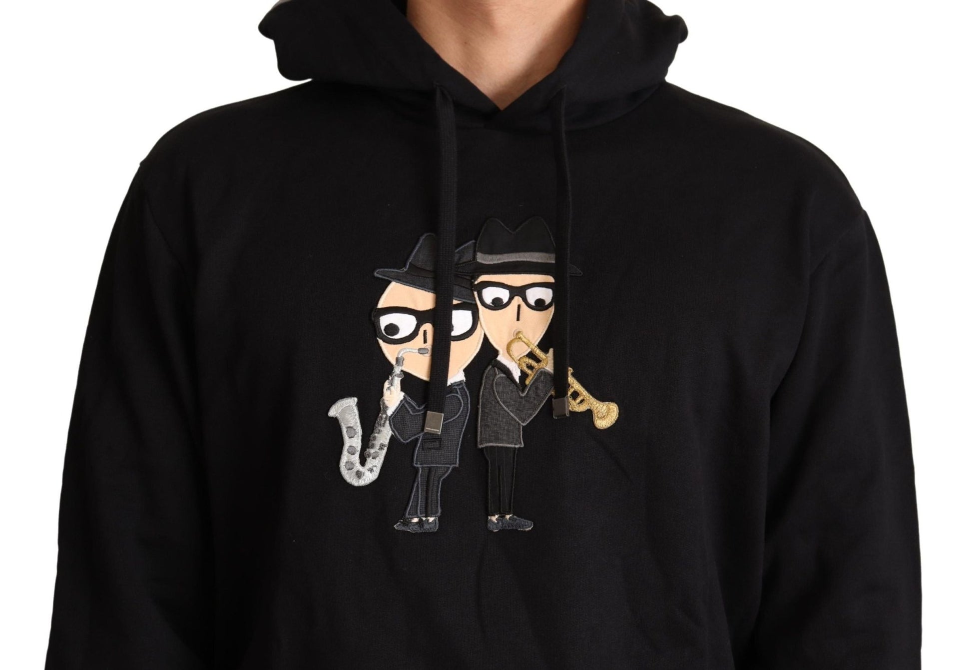Dolce & Gabbana Elegant Embroidered Black Cotton Sweater - Sandy Store ByNet
