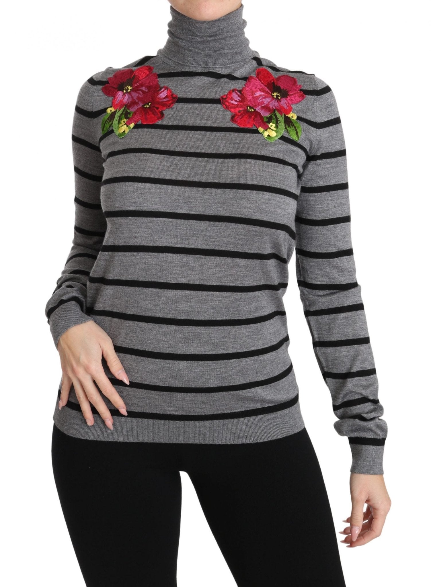 Dolce & Gabbana Elegant Embroidered Cashmere - Silk Sweater - Sandy Store ByNet