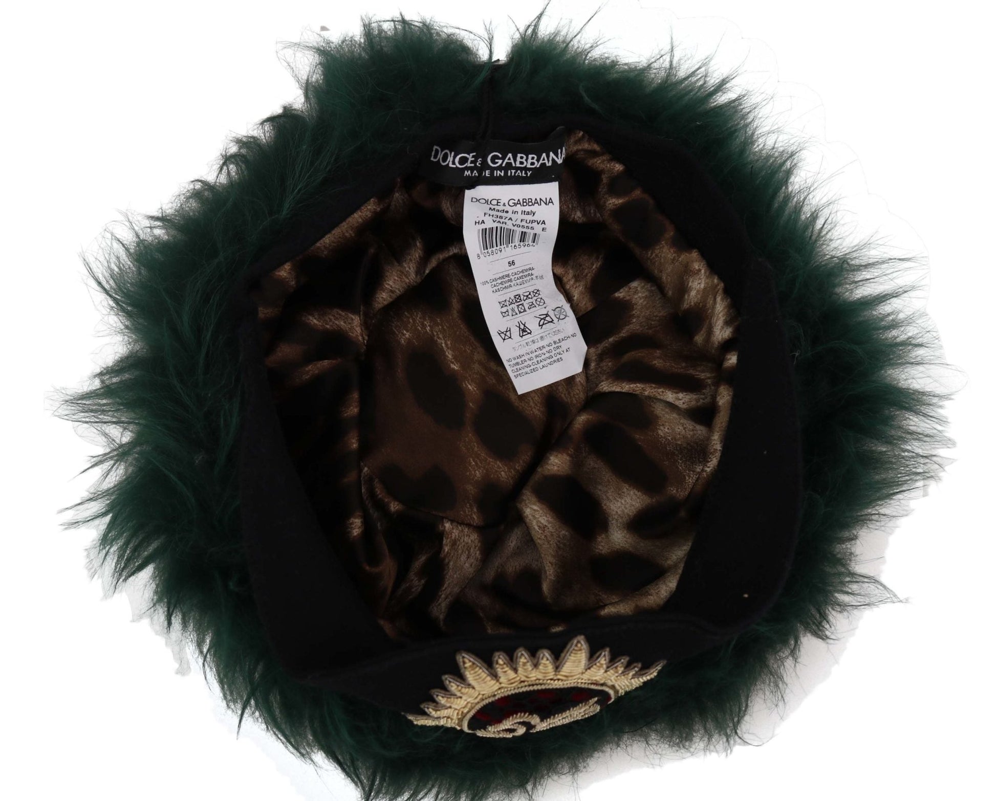 Dolce & Gabbana Elegant Emerald Cashmere Cloche Cap - Sandy Store ByNet