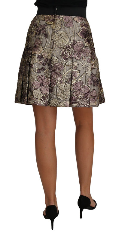 Dolce & Gabbana Elegant Floral A - Line Jacquard Skirt - Sandy Store ByNet