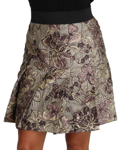 Dolce & Gabbana Elegant Floral A - Line Jacquard Skirt - Sandy Store ByNet