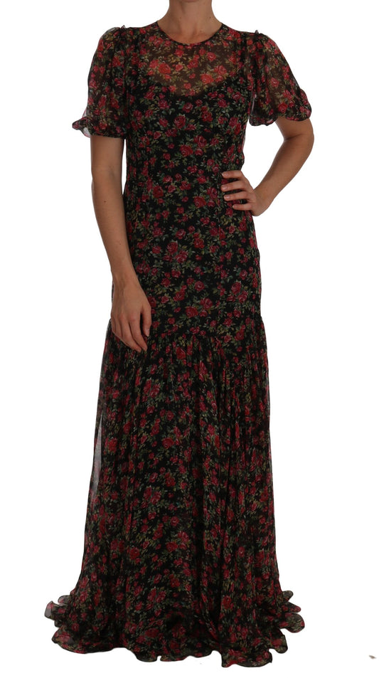 Dolce & Gabbana Elegant Floral A - Line Silk Dress - Sandy Store ByNet