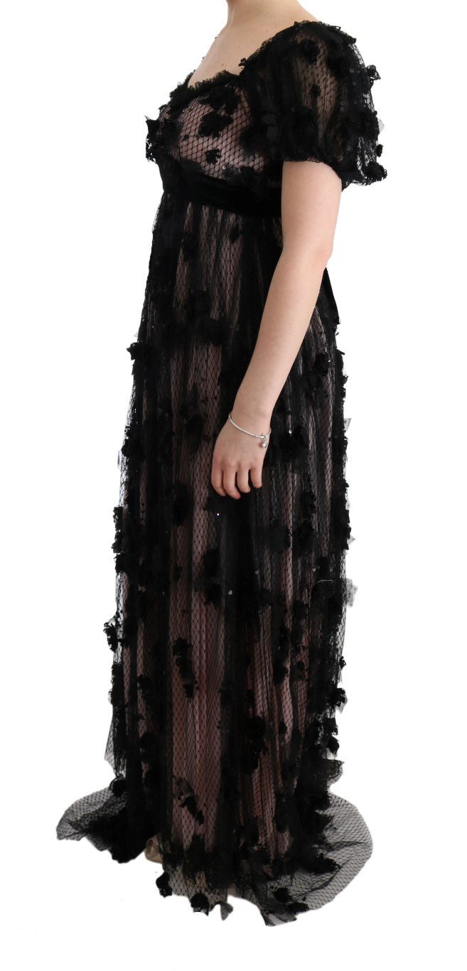 Dolce & Gabbana Elegant Floral Applique Full Length Dress - Sandy Store ByNet