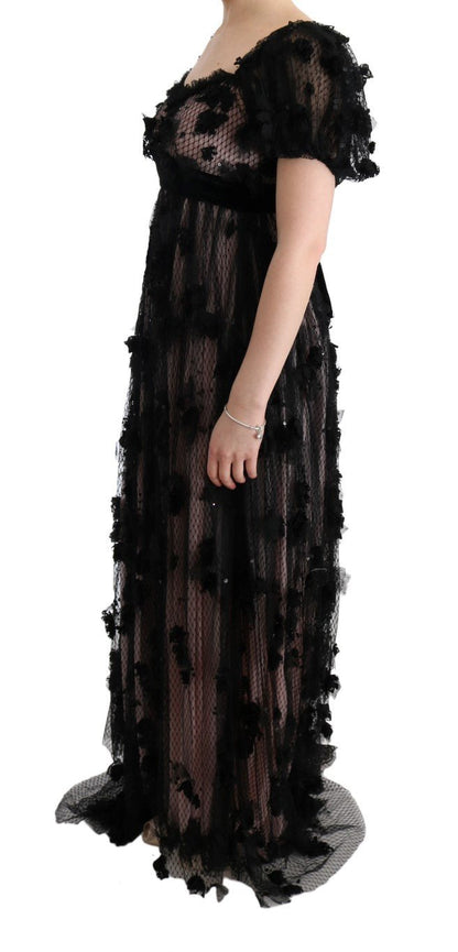 Dolce & Gabbana Elegant Floral Applique Full Length Dress - Sandy Store ByNet