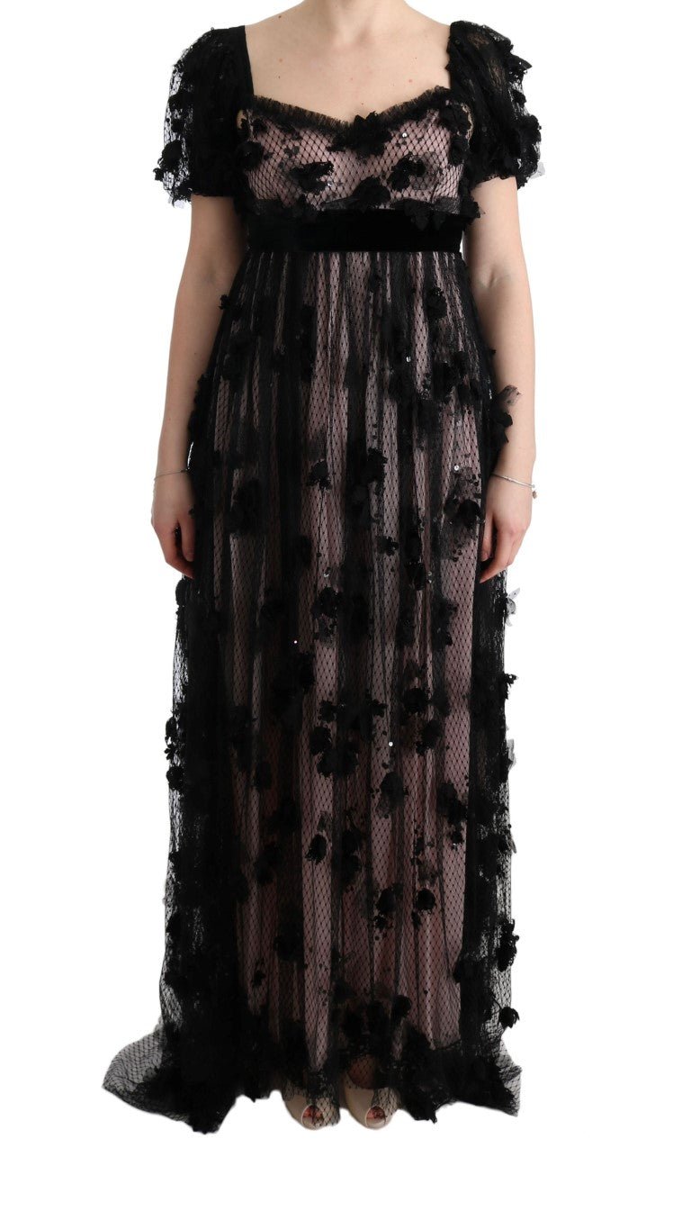 Dolce & Gabbana Elegant Floral Applique Full Length Dress - Sandy Store ByNet