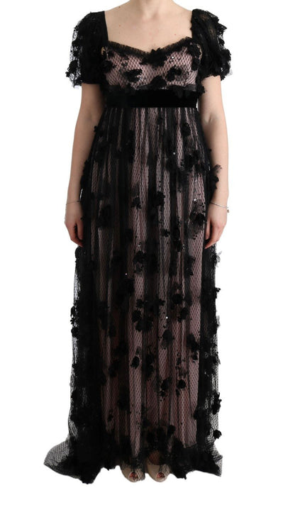 Dolce & Gabbana Elegant Floral Applique Full Length Dress - Sandy Store ByNet
