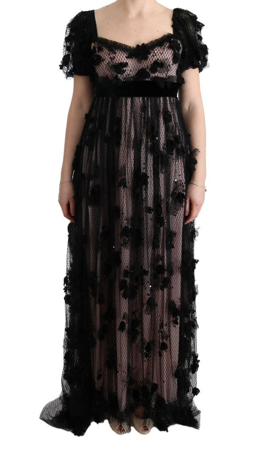 Dolce & Gabbana Elegant Floral Applique Full Length Dress - Sandy Store ByNet